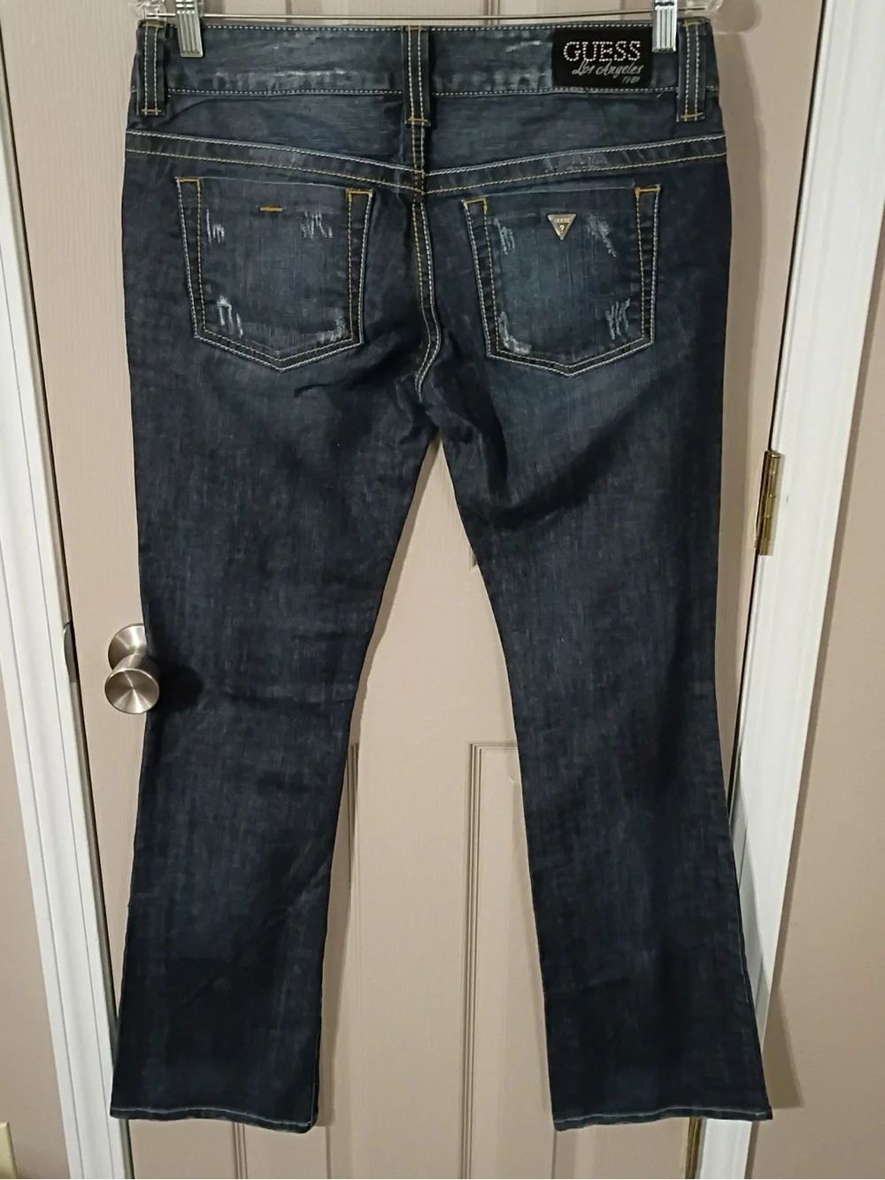 Guess Jeans Daredevil Boot Cut Y2K dark wash distressed jeans. Size 30.